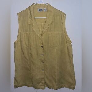 Chicos Oute Linen Armless Button Top Chicos Sz 3 =L/XL NWOT
